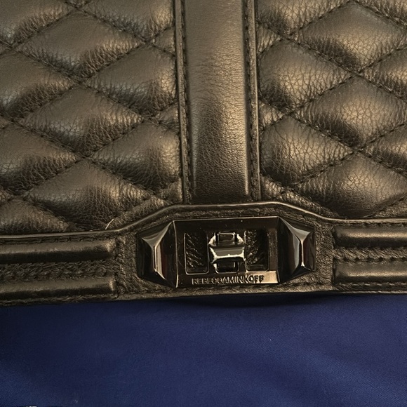 REBECCA MINKOFF BLACK LEATHER JUMBO LOVE CROSSBODY BAG - Picture 2 of 7